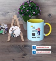 Babalar Günü Hediyesi Kupa Bardak Beyaz ve Fotoğraflı Ahşap Anahtarlık Hediye Babaya Doğum Günü Hediyesi (Model 7)