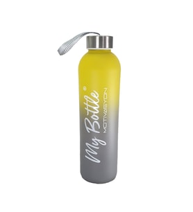 Renkli 750 ml Motivasyon Cam Su Matarası HK2707 (Gri)