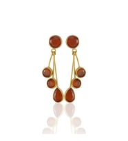 Kadir Jewellery22 Ayar Altın Kaplama Vintage Küpe -El İşçiliği Ve Hipoalerjenik Küpe (Kırmızı)