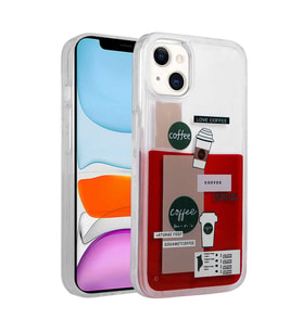 Apple iPhone 14 Plus Kılıf Desenli Sıvılı Zore Drink Kahve Tasarımlı Kılıf (Model 1)
