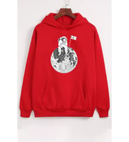 Unisex Astronot Baskılı Sweatshirt (A.Kırmızı)