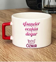 Kişiye Özel Kova Oğlak Burcu Hediye Lüks Fincan Doğum Günü Hediyesi (Kırmızı)