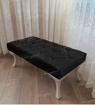 Kapitoneli Ayak Ucu Kapı Önü Antre Bench Puf Beyaz Ayak (120*45) (Siyah)