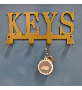 Keys Anahtar Askılığı - Dekoratif Anahtarlık - Metal Askılık (Gold)
