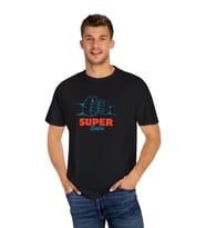 Süper Baba Baskılı Pamuklu Oversize Tişört (Siyah)