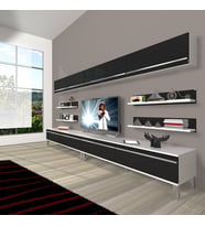 Decoraktiv Eko 360Y Mdf Krom Ayaklı Tv Ünitesi Tv Sehpası (Siyah - Beyaz)