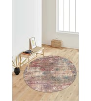 Dijital Baskılı Kaymaz Taban Yıkanabilir Yuvarlak Salon Halısı Koridor Halısı Paspas NDY-HT-133 (Pembe)