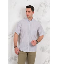 EVRYTİME KLASİK KESİM CEPLİ EKOSE DESEN KISA KOL YAZLIK PAMUKLU ERKEK GÖMLEK (Gri)