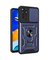 Vendas Xiaomi Redmi Note 11 Pro 4G Kılıf Magnetik Standlı Kamera Korumalı Zore Sürgülü Vega Kapak (Mavi)