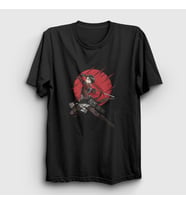 Presmono Unisex Sarı Levi Anime Attack On Titan T-Shirt 123678tt (Siyah)