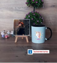 Unicorn Fotoğraflı Dekoratif Taş, Kupa Bardak Beyaz Hediye (Model 11)