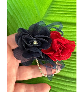 6X5 CM ÇİFT GÜLLÜ ÇİÇEKLİ TAŞLI BROŞ YAKA İĞNESİ TÜRBAN İĞNESİ GİYİM AKSESUARI (Lacivert)