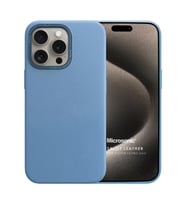 Microsonic Apple iPhone 15 Pro Max Kılıf Metalist Leather Turuncu (Mavi)