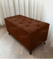Lüks Sandıklı Kapitoneli Ayakucu Puf Bench 120 cm Siyah Ayak (Kahverengi)