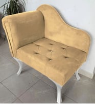 Yeni Model Tekli Köşe Koltuğu Josefin Bench Beyaz Ayak (Vizon)
