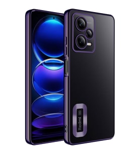 Xiaomi Redmi Note 12 5G Kılıf Kamera Korumalı Logo Gösteren Zore Omega Kılıf (Mor)