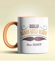 Kişiye Özel Babalar Günün Kutlu Olsun 6 Tasarım Siyah Kupa Bardak (Turuncu)