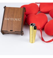 İSME ÖZEL AHŞAP KUTULU METAL CLIPPER (Gold)