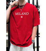 Erkek Milano Baskılı Oversize Tshirt (A.Kırmızı)