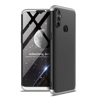 Realme C3 Kılıf 3 Parça Slim Sert Silikon Kapak AYS (Siyah-Gri)