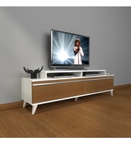 Decoraktiv Ekoflex 4 Mdf Retro Tv Ünitesi Tv Sehpası (Beyaz - Ceviz)