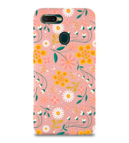Oppo AX7 Uyumlu Lansman Kılıf Çiçek Tasarımlı İçi Kadife Kapak (Pembe)