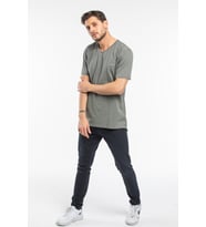 Süperlife Erkek V Yaka Slim Fit Brooklyn Baskılı Kısa Kollu Tişort SPR 265 (Haki)