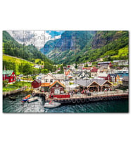 Cakapuzzle Norveç Alplerinde Göl Kenarındaki Kasaba Puzzle Yapboz MDF (Ahşap) (1000 Parça)