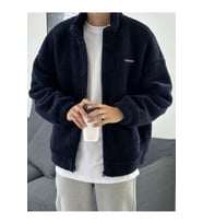 Oversize Peluş Tam Fermuarlı Sweatshirt Peluş İçi Polarlı Sherpa Kumaş Sweatshirt (Lacivert)
