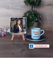Biyoloji Mühendisi Fotoğraflı Dekoratif Taş, Ahşap Altlıklı Türk Kahvesi Fincanı Hediye (Model 4)