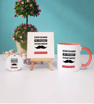 Dünyanın En Yakışıklı Öğretmeni Kupa Bardak Lacivert Dekoratif Taş Baskı Anahtarlık (Model 6)