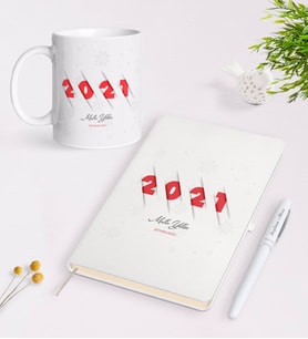 BK Gift Kişiye Özel 2024 Mutlu Yıllar Siyah Defter Kalem ve Kupa Seti-2 (Model 2)