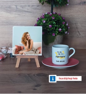 En İyi Diyetisyen Fotoğraflı Dekoratif Taş, Ahşap Altlıklı Türk Kahvesi Fincanı Hediye (Model 6)