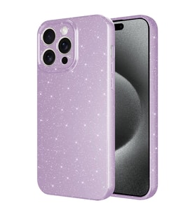 iPhone 15 Pro Kılıf Kamera Korumalı Simli Lüks Koton Kılıf (Lila)