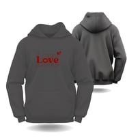 Sevgililer Günü Love Görselli Kapüşonlu Hoodie Sweatshirt 6001 (Gri)