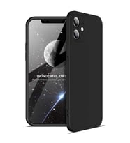 Apple iPhone 12 Mini Kılıf 3 Parça Slim Sert Silikon Kapak AYS (Siyah)