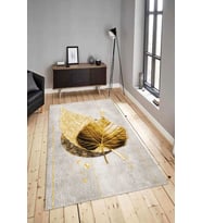 Dijital Baskılı Yıkanabilir Kaymaz Modern Renkli Salon Halısı Mutfak Halısı Yolluk ND-HY-1272 (Gold)