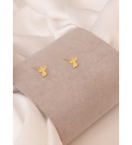 925 AYAR GÜMÜŞ MİNİMAL KANATLI MELEK KÜPE (Gold)