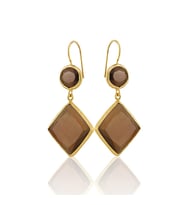 Kadir Jewellery 22 Ayar Altın Kaplama Kadın Sallantılı Küpe -El İşçiliği Ve Hipoalerjenik Küpe (Kahverengi)