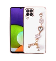Galaxy A22 4G Kılıf El Tutamaçlı Taka Silikon Kılıf (Beyaz)