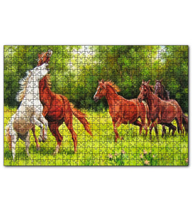 Cakapuzzle Özgür Atlar Ormanda Görseli  Puzzle Yapboz MDF (Ahşap) (255 Parça)