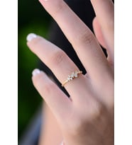 Mor/Beyaz Taneli Minimal Ayarlanabilir 14 K Rose Altın Kaplama Kadın Yüzük (Beyaz)
