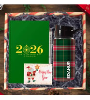 eJOYA Yeni Yıla Özel Defter Ve Kalem & Matara &  Hediye Kutusu 114436 (Yeşil)
