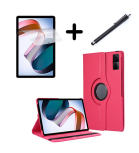 Huawei MatePad Air 11.5 inç Kılıf Dönen Tablet Kilifi Ekran Koruyucu+Kalem (Koyu Pembe)