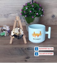 Arkeolog Kupa Bardak Beyaz ve Fotoğraflı Ahşap Anahtarlık Hediye (Model 12)