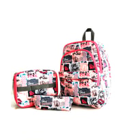 NewBag  KIZ  SIRT OKUL ÇANTASI-3'LÜ SET  (YENİ SEZON) (Gri - Pembe)