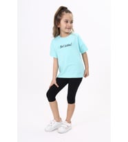 Toontoy Kız Çocuk Baskılı Tişört (Mint Yeşili)