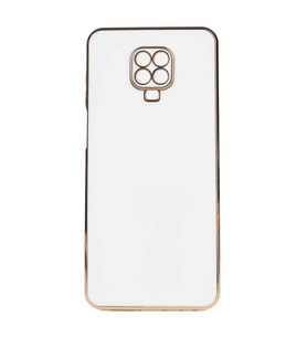 Xiaomi Redmi Note 9S Kılıf Kenarları Gold Kamera Korumalı Renkli Pastel Silikon Açık Yeşil BARK (Beyaz)