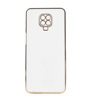 Xiaomi Redmi Note 9S Kılıf Kenarları Gold Kamera Korumalı Renkli Pastel Silikon Açık Yeşil BARK (Beyaz)