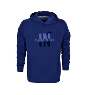 Erkek Kapüşonlu Baskılı Basic Sweatshirt R2222 BGL-ST03194 (İndigo)